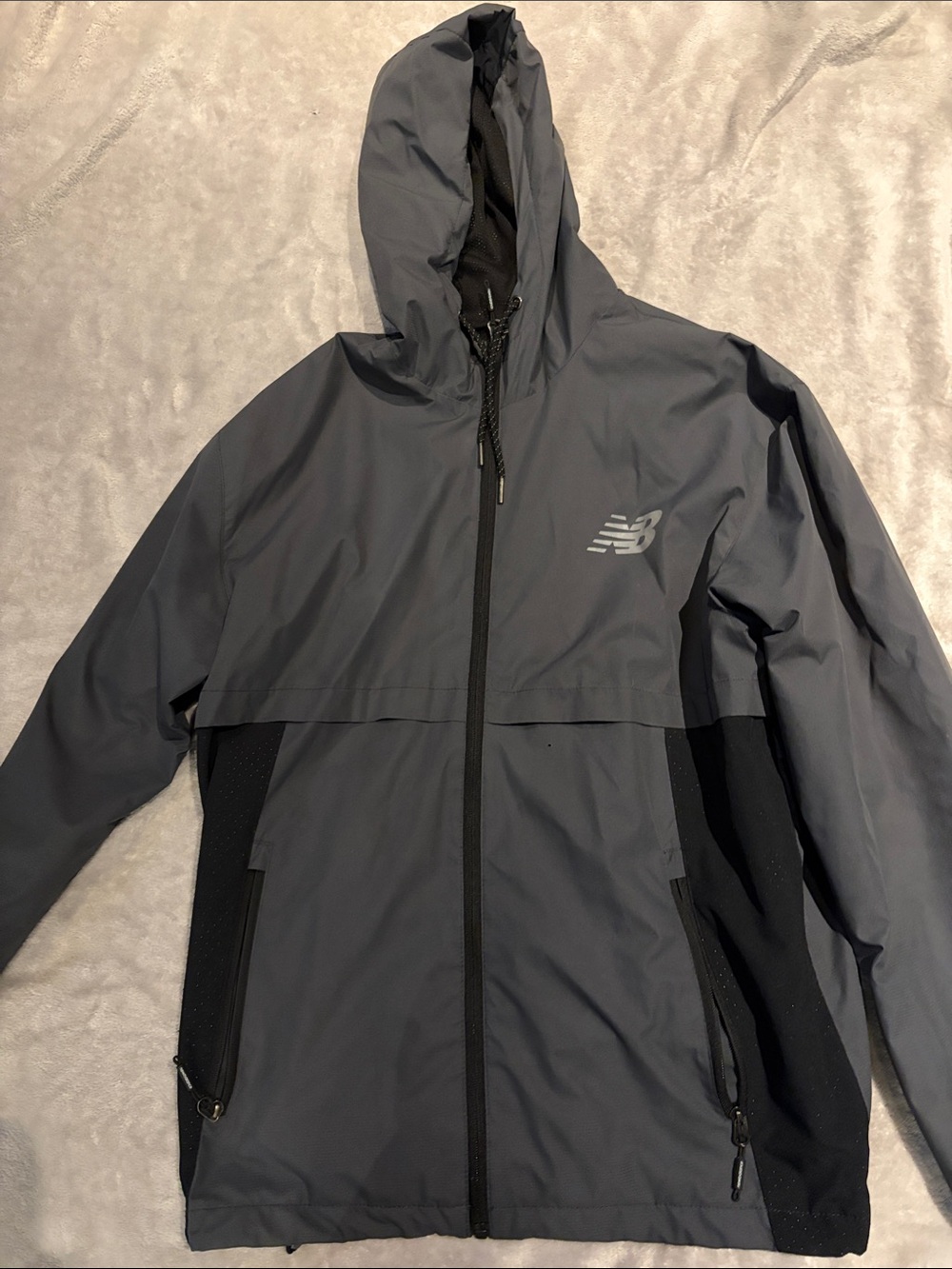 New Balance Men's Dark Gray Hooded Performance Jacket